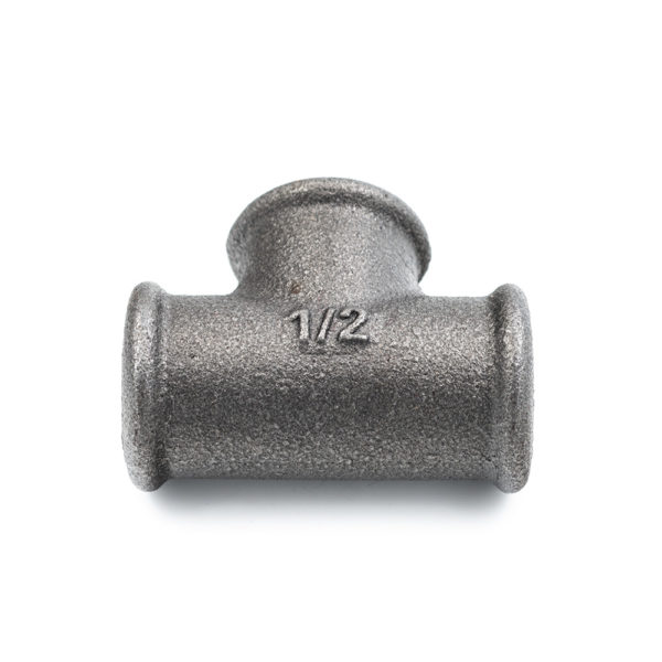 Té femelle en acier noir 15mm x 21mm – Image 2